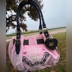 Juicy Couture Retro Chic Pink Velour Tote NWT Christmas